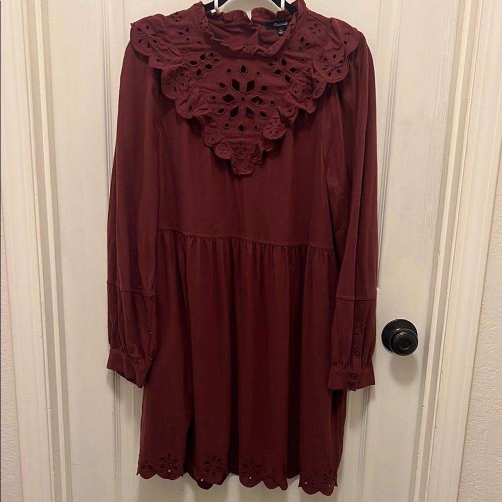 Madewell Maroon Textured Dress